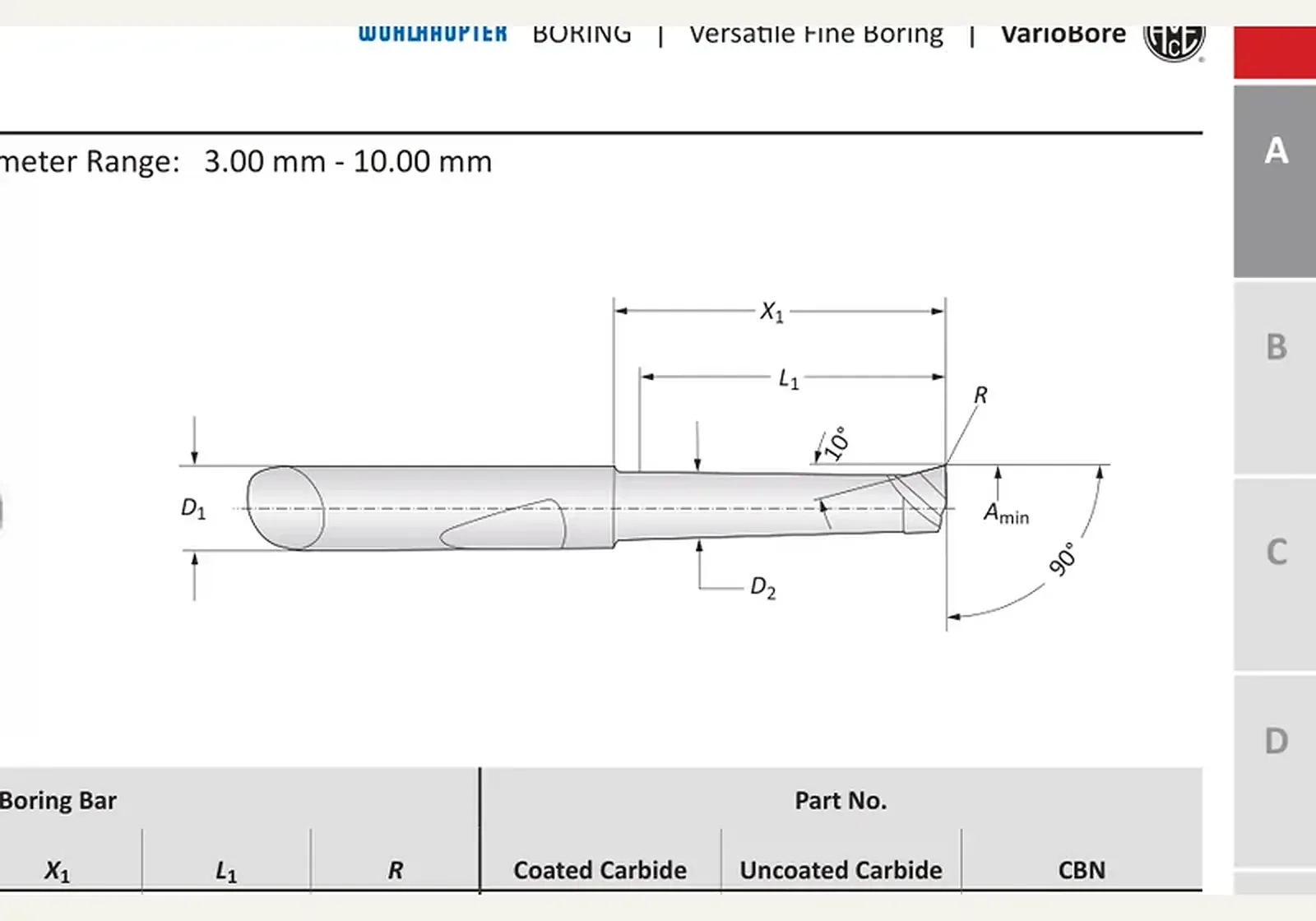 Чертёж: Чистовые головки VarioBore, L1 14.00 мм