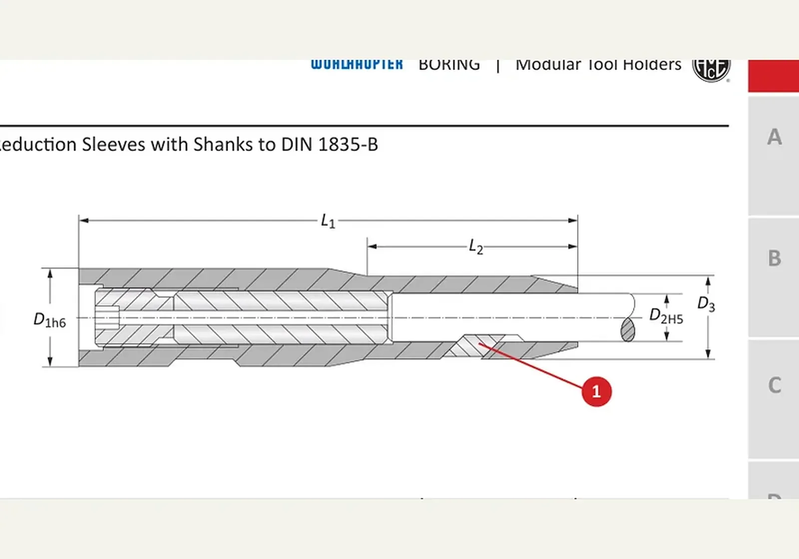 Чертёж: Микрозажимные патроны DIN 1835-B, L1 100.00 мм