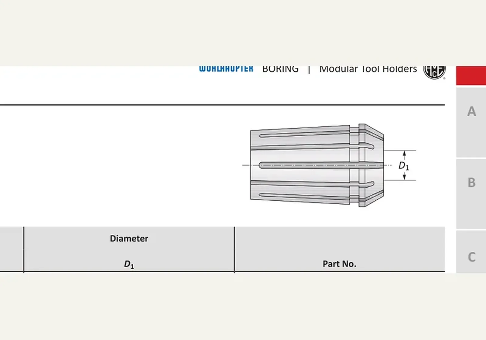 Чертёж: Модульные державки B 32 DIN 6388-B, Номинальный размер B 32, D1 24.00 - 24.50 мм