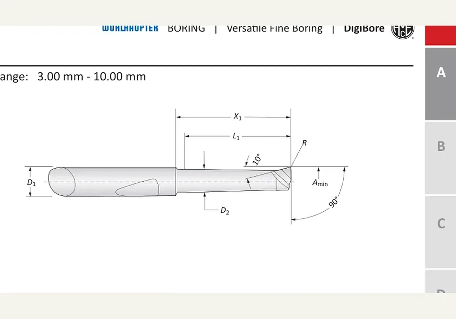 Чертёж: Расточные оправки, L1 14.00 мм