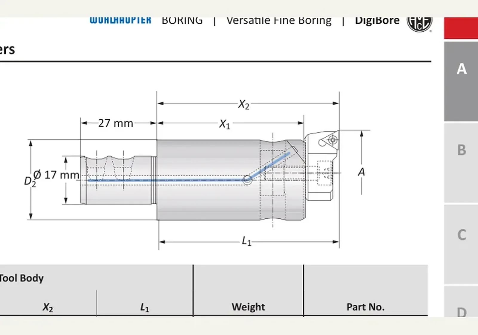 Чертёж: Alu-Line Корпуса с зубчатой кассетой, D2 28.50 мм, L1 99.00 мм
